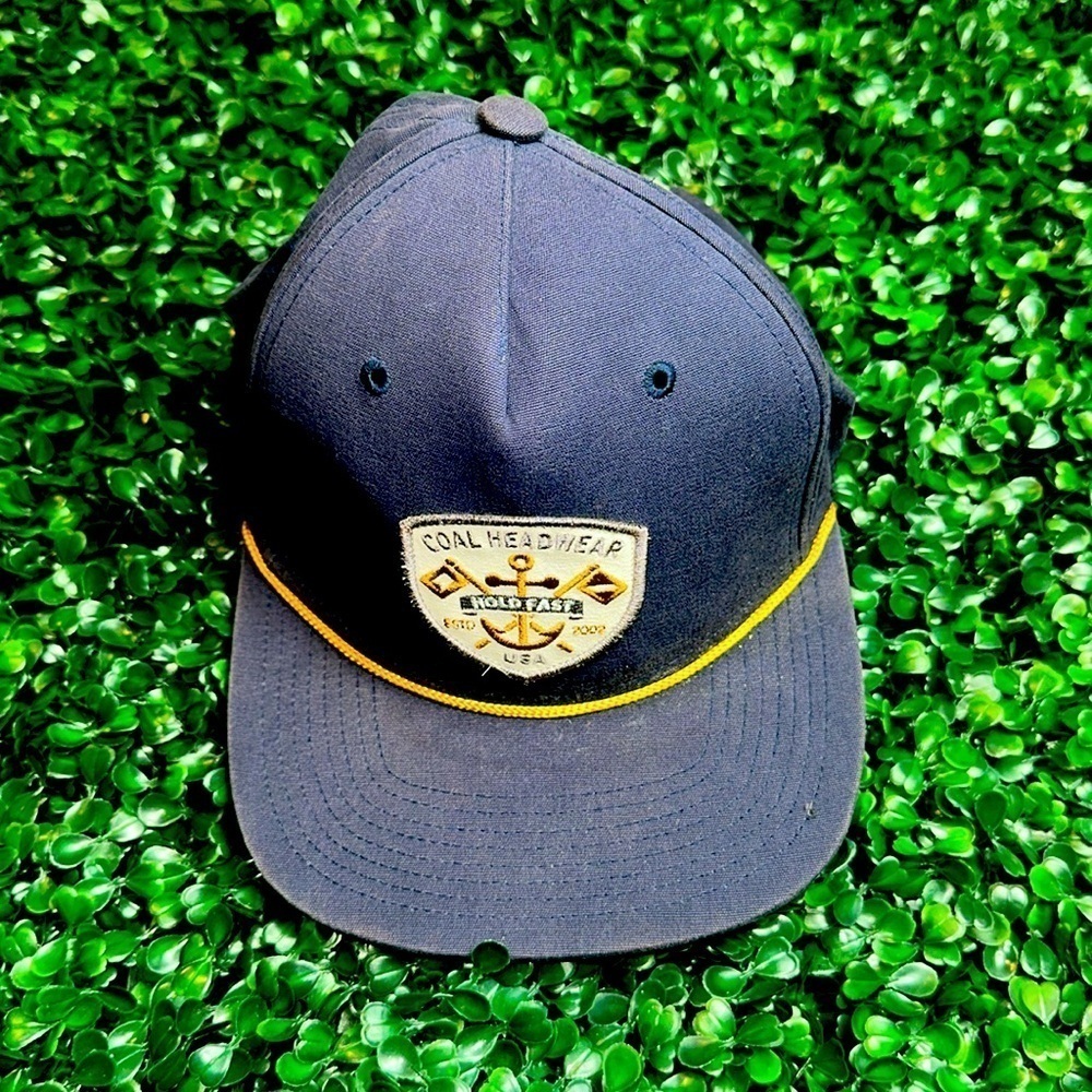 Authentic Coal Headwear Blue Gold 5 Panel Flat Brim SnapBack Crest Logo Hat